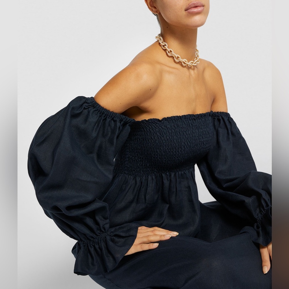 Sleeper Atlanta Linen Dress in Black Large